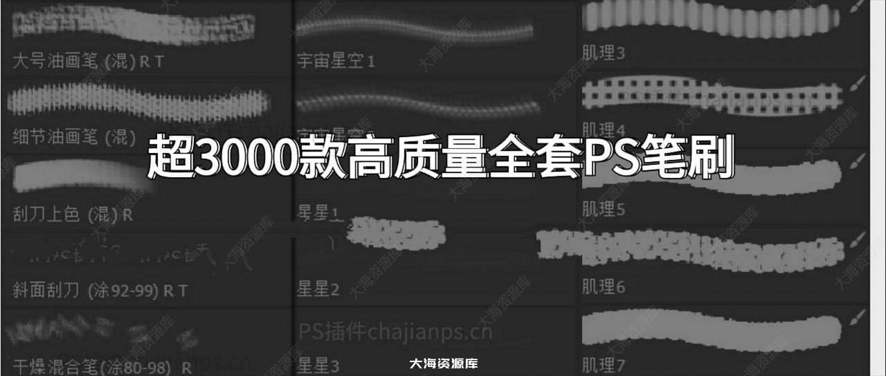 PS笔刷 - 精选 3000 款常用高质量绘画笔刷合集（自用）-大海资源库