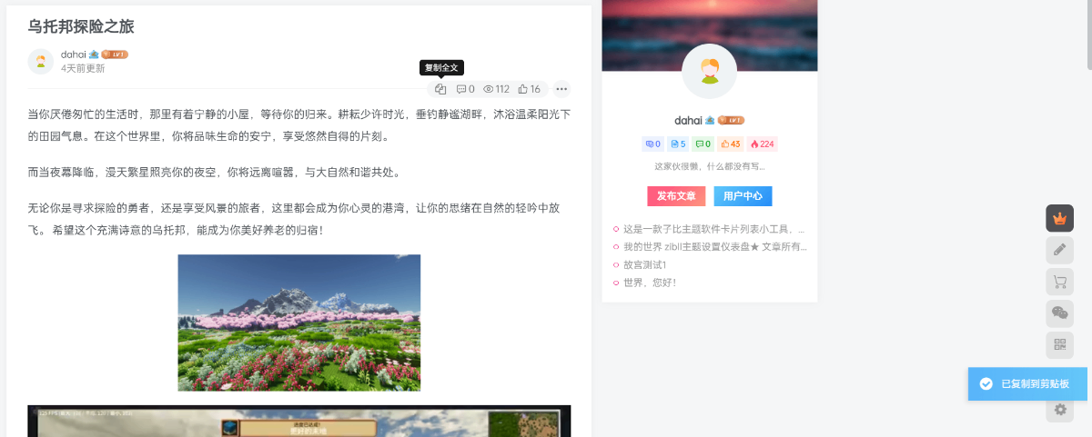 子比主题 在文章 Post-metas 左侧新增一个复制按钮-大海资源库