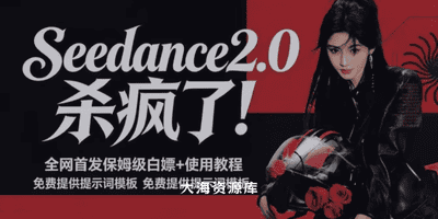 2026年最火AI视频模型 Seedance 2.0 学习资料包！含使用教程+实测案例-大海资源库