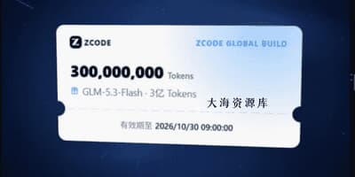 Zcode每天晚上免费送3亿token，量大管饱（可惜只适合夜猫子用）-大海资源库